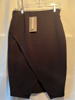 Vero Moda Dark Brown Ribbed Wrap Pencil Skirt